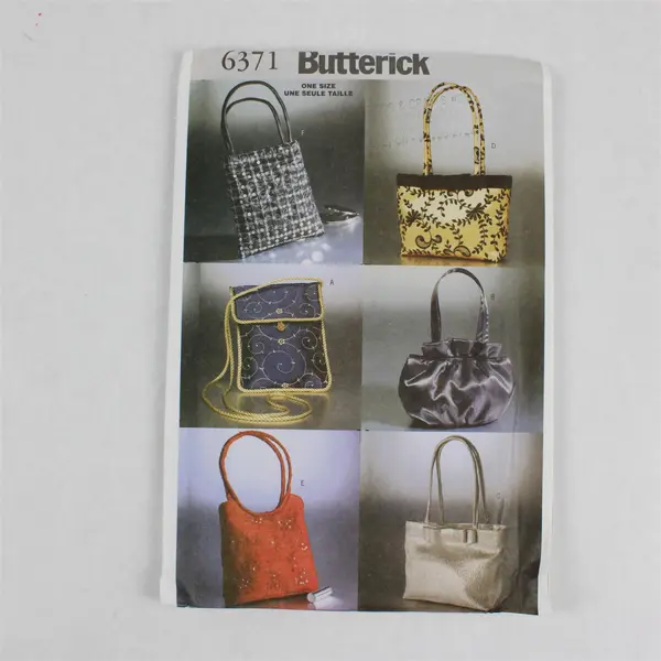 2001 Butterick Pattern 6371 Women's Purses One Size UNCUT