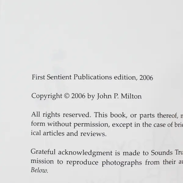 Sky Above Earth Below Spiritual Practice in Nature John P Milton 2006 PB
