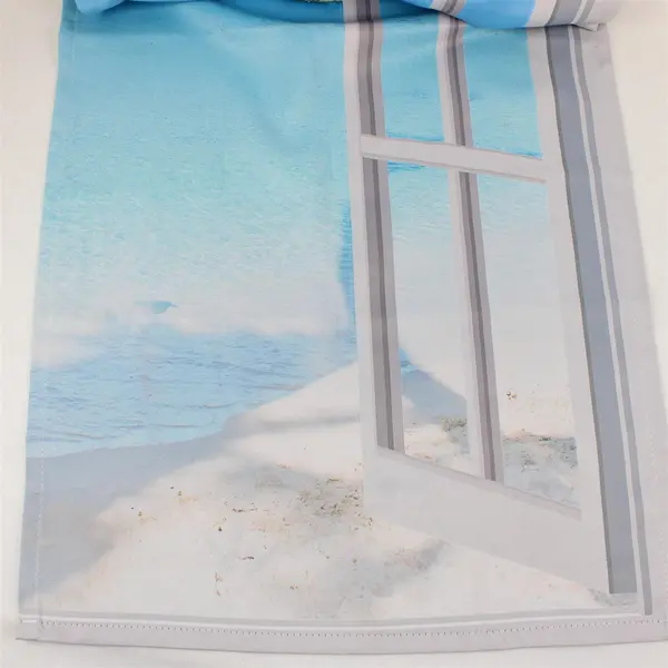 Thick Coastal Beach Cloth Window Curtains 2 Panels Ocean View 21.5''x44.5''