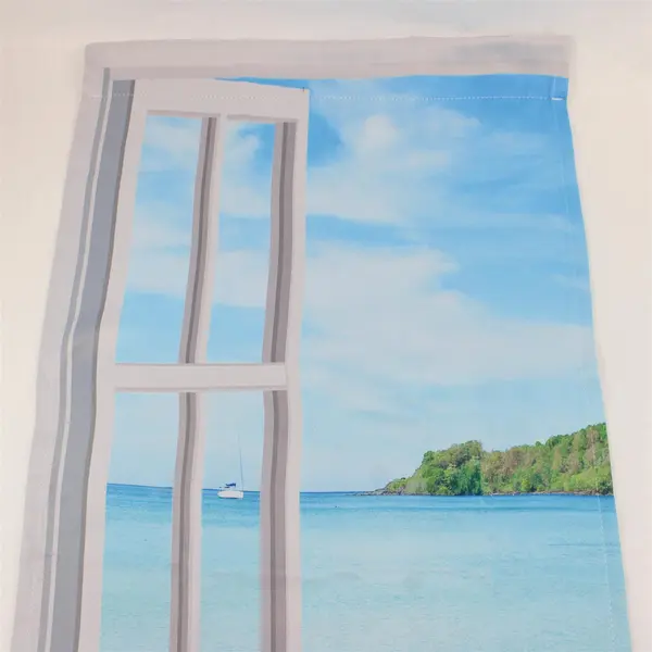 Thick Coastal Beach Cloth Window Curtains 2 Panels Ocean View 21.5''x44.5''