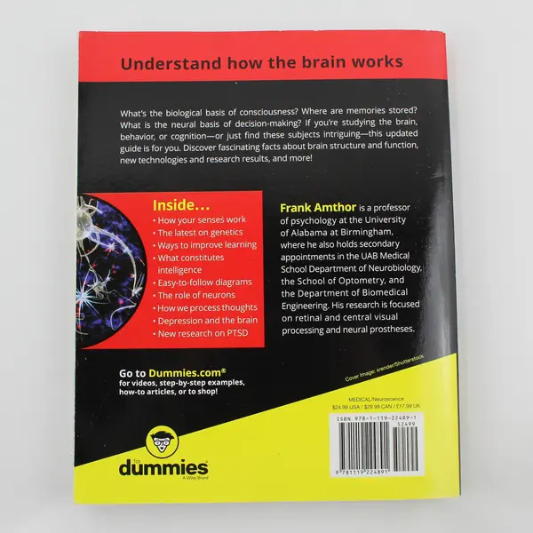 Neuroscience for Dummies Frank Amthor 2nd Ed 2016 PB Learning Made Easy Series