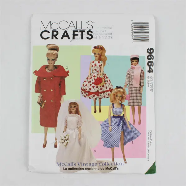 1998 McCall's Pattern 9664 11-1/2" Doll Vintage Style Dresses UNCUT