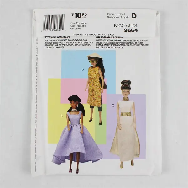 1998 McCall's Pattern 9664 11-1/2" Doll Vintage Style Dresses UNCUT