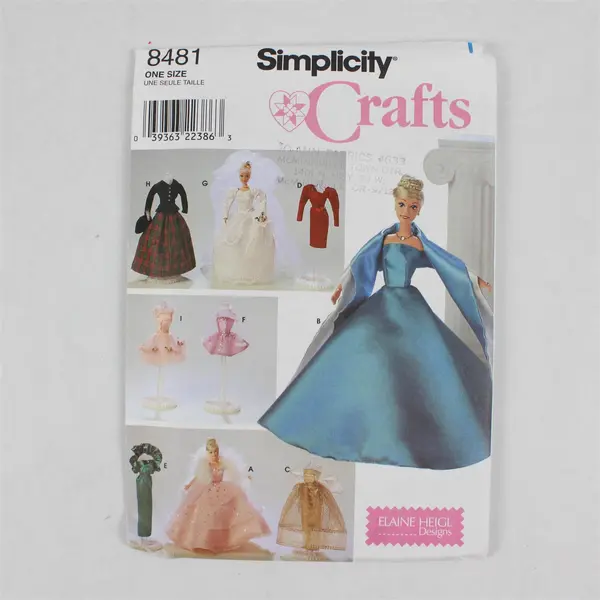 1998 Simplicity Pattern 8481 11-1/2" Doll Dresses UNCUT