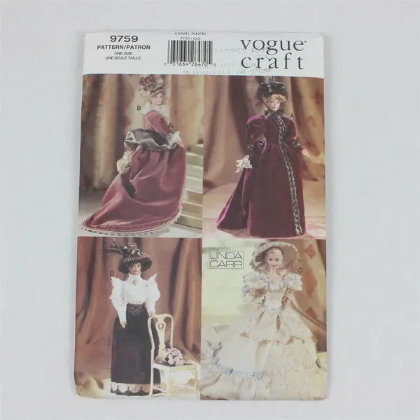 1997 Vogue Pattern 9759 11-1/2" Doll Antique Style Period Dresses UNCUT