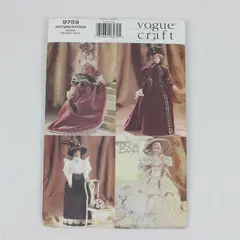 1997 Vogue Pattern 9759 11-1/2" Doll Antique Style Period Dresses UNCUT