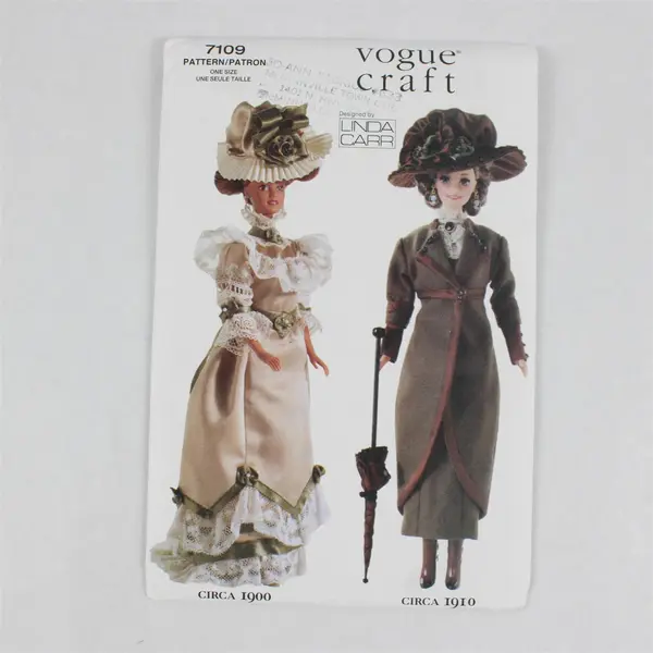1999 Vogue Pattern 7109 11-1/2" Doll Antique Victorian Style Dresses UNCUT