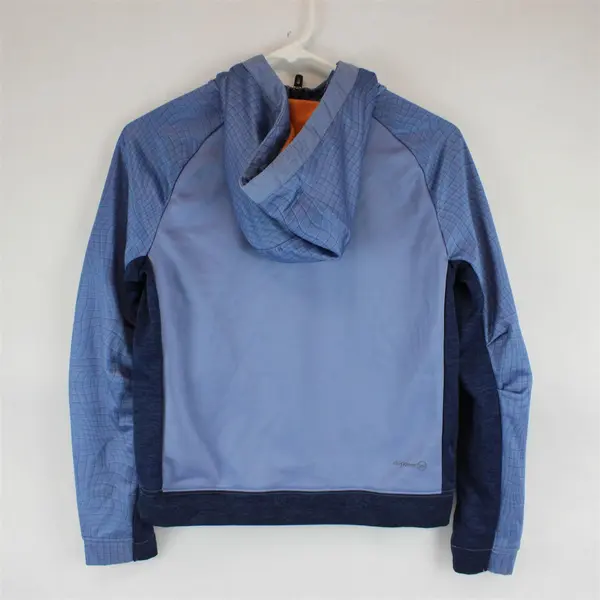 Russell Dri-Power 360 Boys Blue Hooded Fleece Hoodie Orange Lining 1/4 Zip