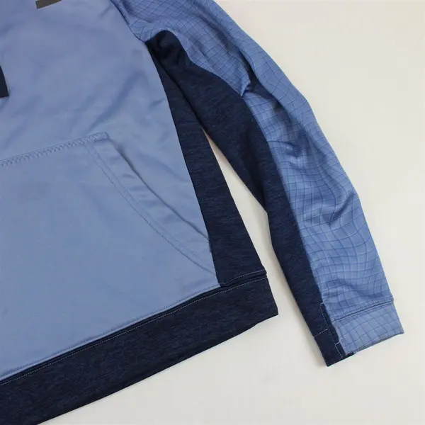 Russell Dri-Power 360 Boys Blue Hooded Fleece Hoodie Orange Lining 1/4 Zip
