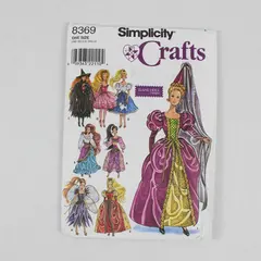 1998 Simplicity Pattern 8369 11-1/2" Doll Costumes Uncut