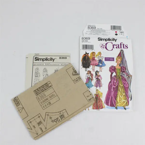 1998 Simplicity Pattern 8369 11-1/2" Doll Costumes Uncut