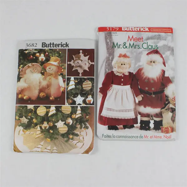 Lot of 2 Butterick Christmas Holiday Decor Sewing Patterns 3682 5179 UNCUT