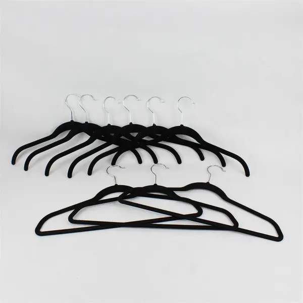Lot of 9 Joy/Unbranded Velvet Coat Hangers in Black