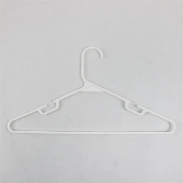 Lot of 10 White Plastic Clothes Hangers for Tops & Bottoms Varied Sizes
