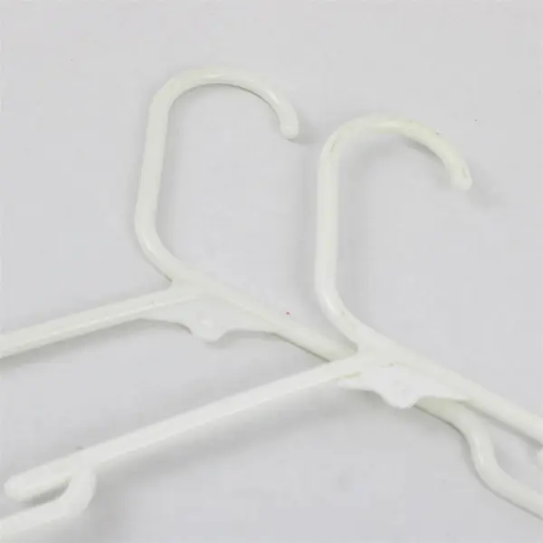 Lot of 10 White Plastic Clothes Hangers for Tops & Bottoms Varied Sizes