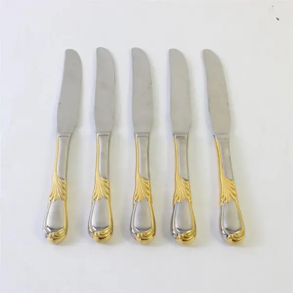 Lot of 5 Retroneu Linda Gold 18/8 Stainless Dinner Knives