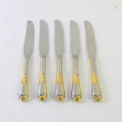 Lot of 5 Retroneu Linda Gold 18/8 Stainless Dinner Knives
