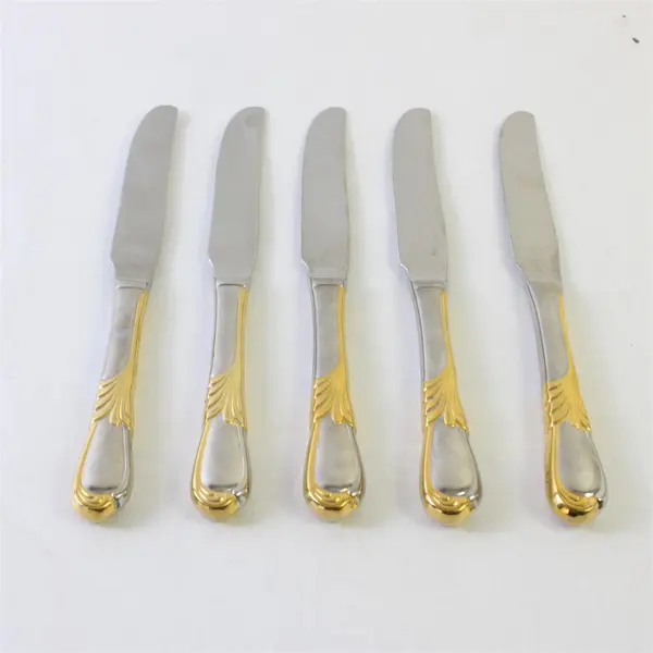 Lot of 5 Retroneu Linda Gold 18/8 Stainless Dinner Knives