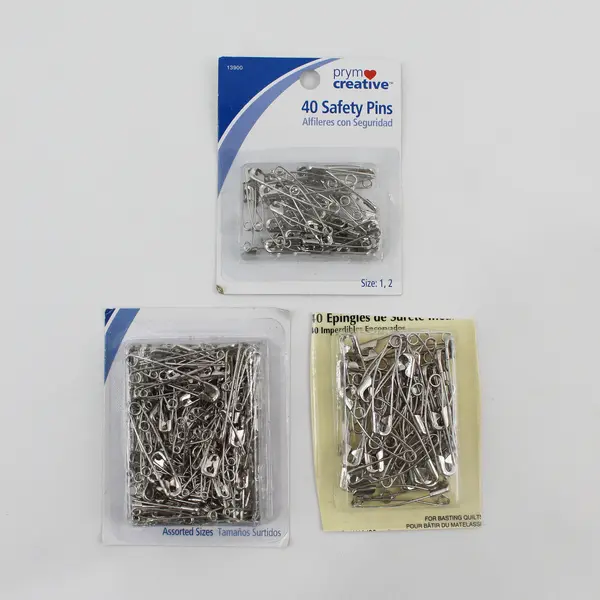 Lot of 3 Packs of Nickel-Plated Steel Safety Pins: Prym Creative/Prym-Dritz