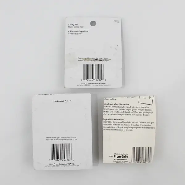 Lot of 3 Packs of Nickel-Plated Steel Safety Pins: Prym Creative/Prym-Dritz
