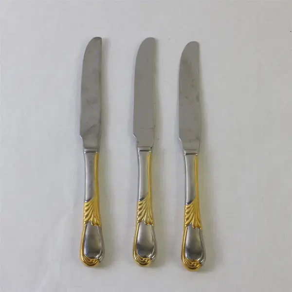 Lot of 3 Retroneu Linda Gold 18/8 Stainless Dinner Knives Korea