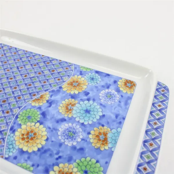 Lot 2 Polish Pottery Style Serving Trays Blue White Floral 5.5x9.5in