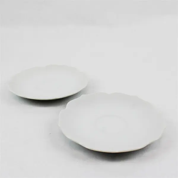 Lot of 2 Flower Shaped Saucers White 6" Diameter