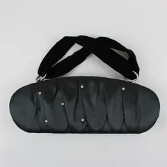 Victoria's Secret Black Satin Evening Clutch Pleated Rhinestone Embellished