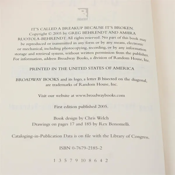 It's Called a Breakup Because It's Broken Amiira & Greg Behrendt 1st Ed 2005 HC