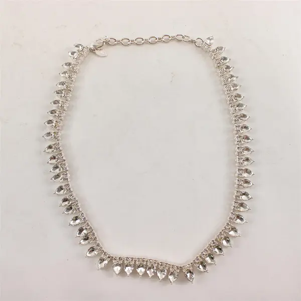 LOGO Lori Goldstein Clear Teardrop Rhinestone Silver-Tone Tennis Necklace 19"