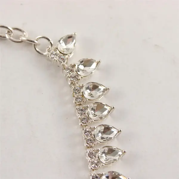 LOGO Lori Goldstein Clear Teardrop Rhinestone Silver-Tone Tennis Necklace 19"