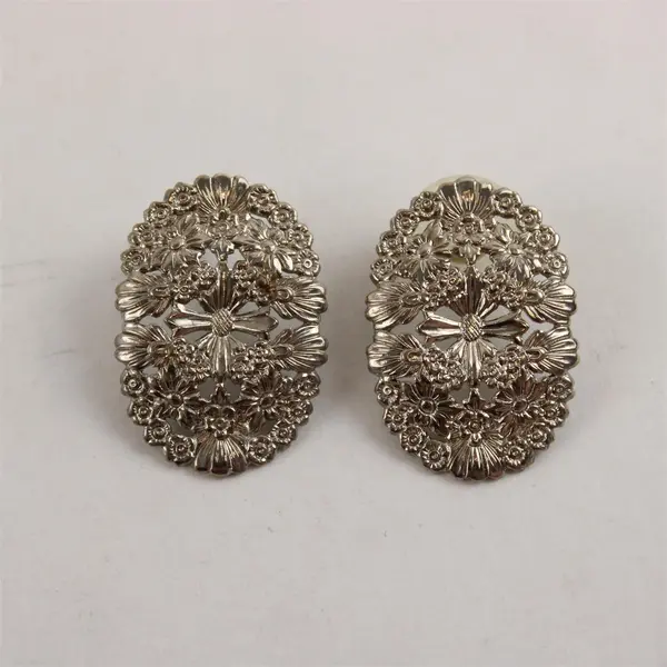Vintage Karla Jordan Floral Design Silver-Tone Demi-Parure 3-Piece Jewelry Set