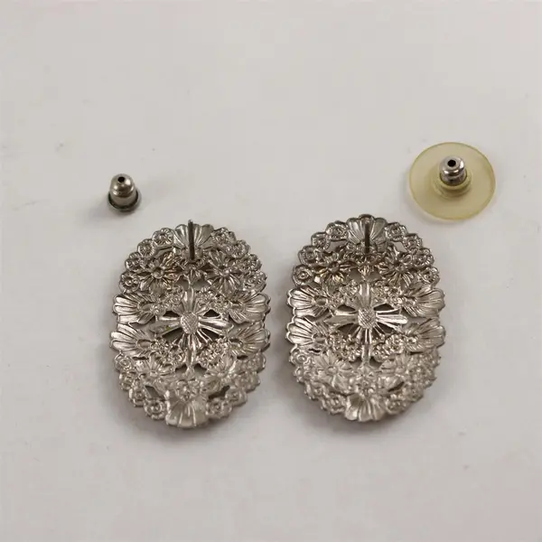Vintage Karla Jordan Floral Design Silver-Tone Demi-Parure 3-Piece Jewelry Set