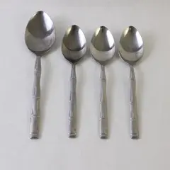 Lot of 4 Reed & Barton Regal Bamboo Stainless Flatware 3 Teaspoons 1 Place Spoon