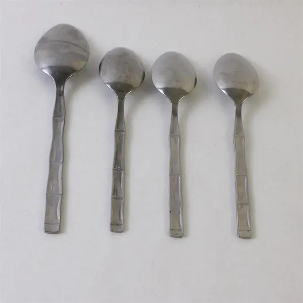 Lot of 4 Reed & Barton Regal Bamboo Stainless Flatware 3 Teaspoons 1 Place Spoon