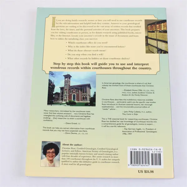 Courthouse Research for Family Historians Christine Rose 2004 1st Printing PB