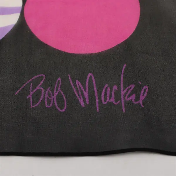 Bob Mackie Wearable Art Retro Silk Scarf Blue Purple Black 68"