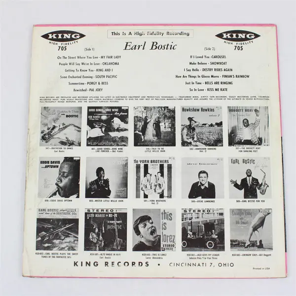 Earl Bostic, Plays The Hit Tunes Of Big Broadway Shows, 12" Vinyl Record