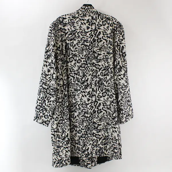 Dennis by Dennis Basso Women 2X Off-White/Black Cheetah Print Coat