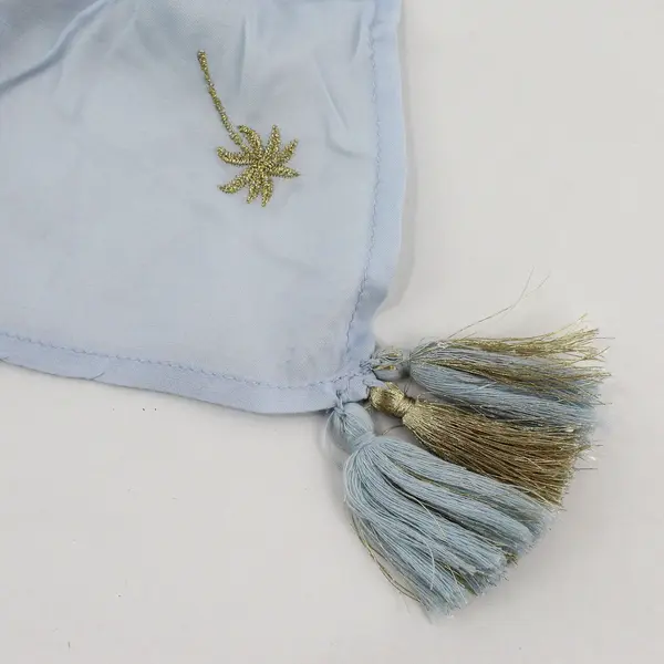 Tommy Bahama Embroidered Gold Palms Light Blue Scarf WH767878