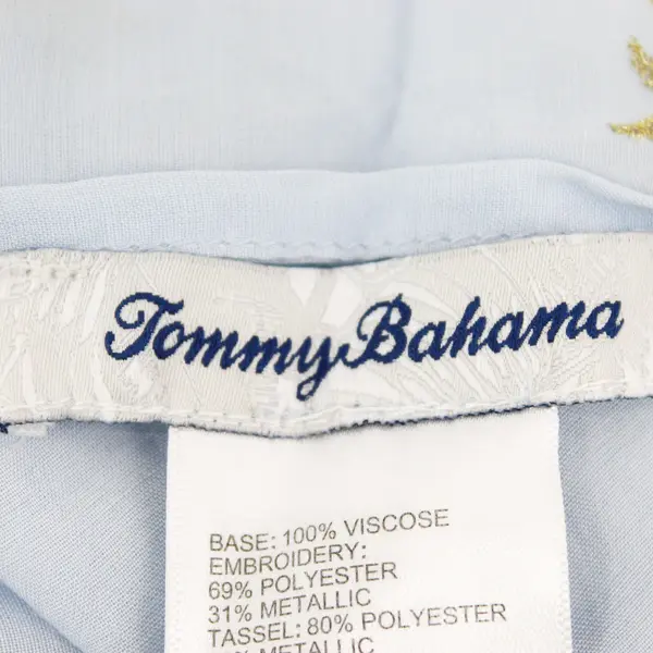 Tommy Bahama Embroidered Gold Palms Light Blue Scarf WH767878