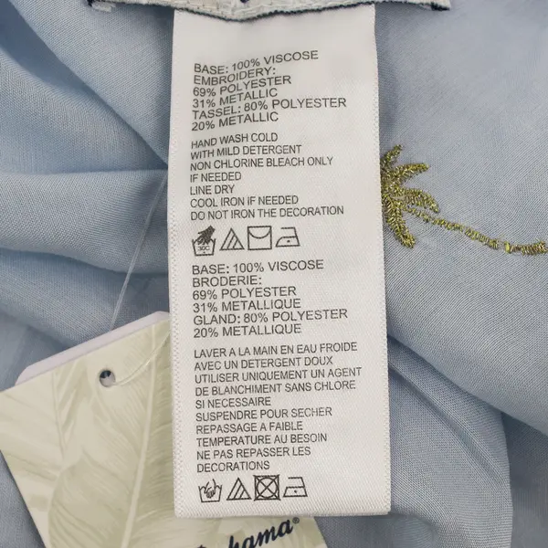 Tommy Bahama Embroidered Gold Palms Light Blue Scarf WH767878