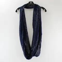 Tommy Bahama Navy Sequin Stripe Infinity Scarf Sparkle Lightweight OS