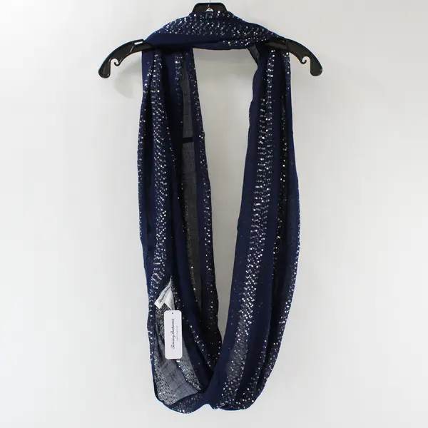 Tommy Bahama Navy Sequin Stripe Infinity Scarf Sparkle Lightweight OS
