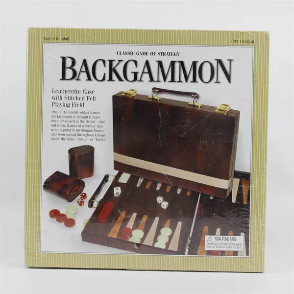 Backgammon Classic Game of Strategy Leatherette Case Travel Set