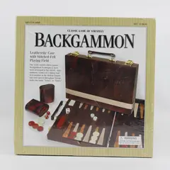 Backgammon Classic Game of Strategy Leatherette Case Travel Set