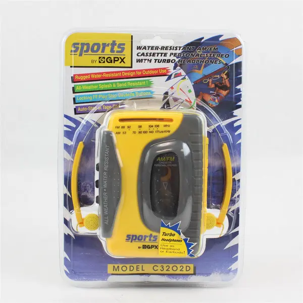 Sports by GPX C3202D Water Resistant AM/FM Cassette Stereo Turbo Headphones