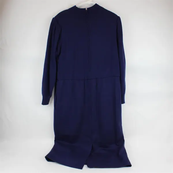 Vintage 80s Ciao Ltd 100% Wool Sweater Dress Blue Size 16