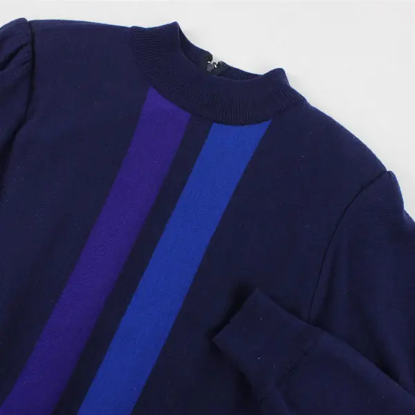 Vintage 80s Ciao Ltd 100% Wool Sweater Dress Blue Size 16