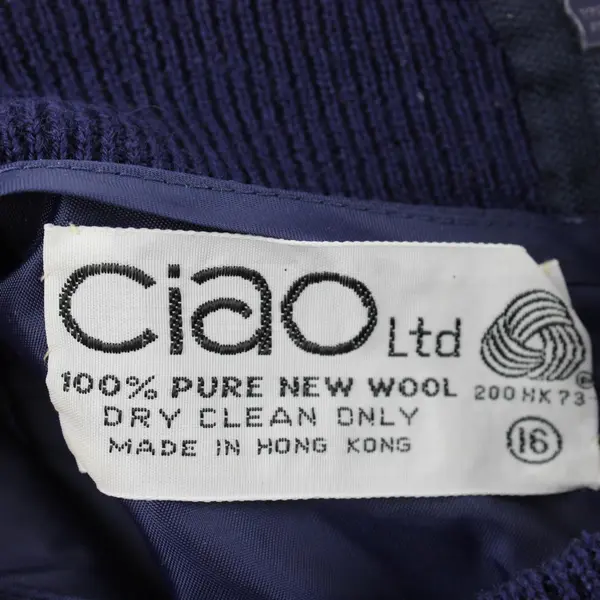 Vintage 80s Ciao Ltd 100% Wool Sweater Dress Blue Size 16